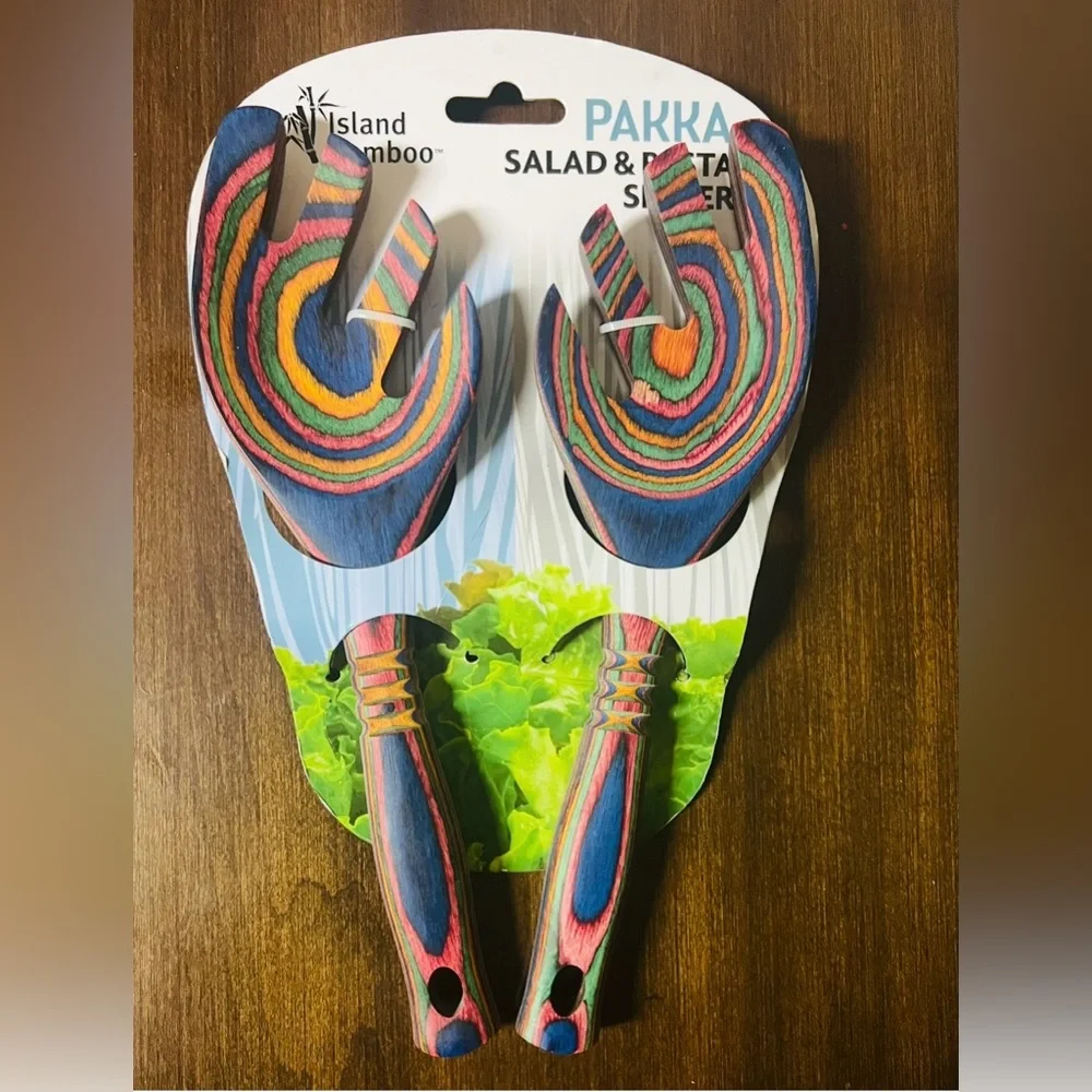 Pakkawood 9-inch Salad Leaf, Rainbow NWT
